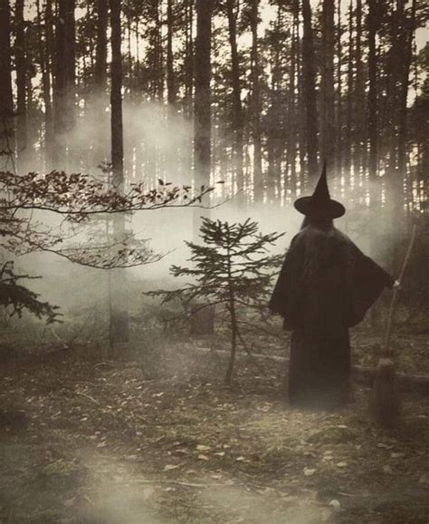 Witch with missing head in the woods